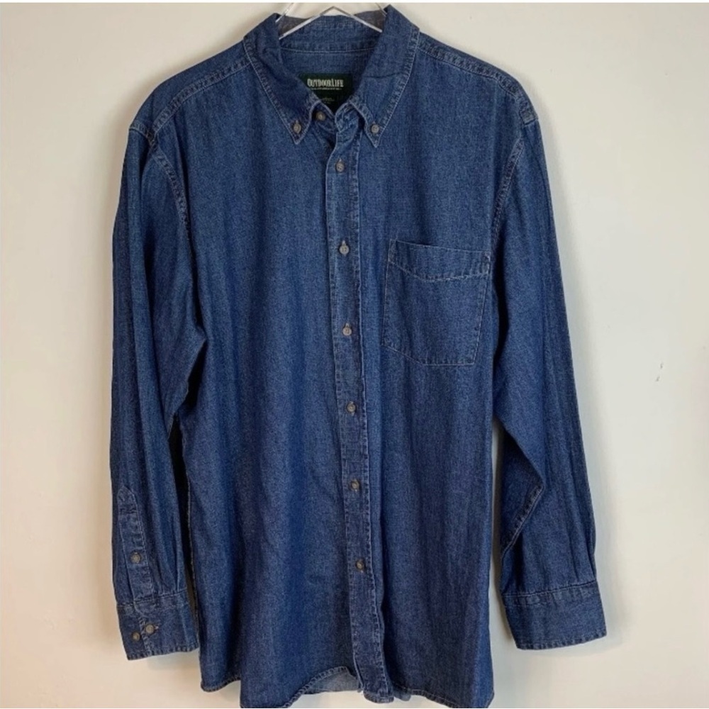 Outdoor Life Men’s Denim Button Down Shirt- XL